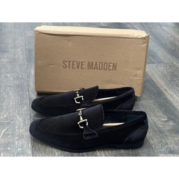 Mens Shoes Steve Madden Slip On Dress Velvet Black 10.5 Madly Loafers Horsebit main image 5